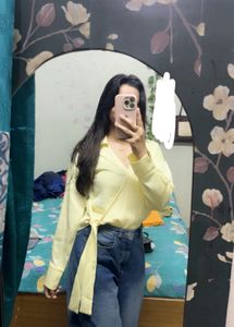 Chic Yellow Wrap Top