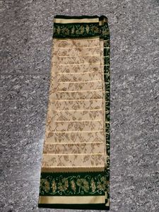 Elegant Beige Saree with Green Border