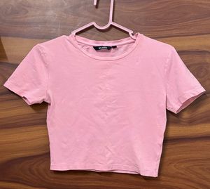 Pink Cropped T-Shirt