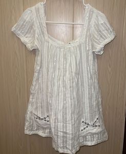White Striped Tunic Top