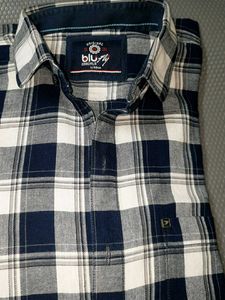 Classic Navy and White Plaid Shirt
