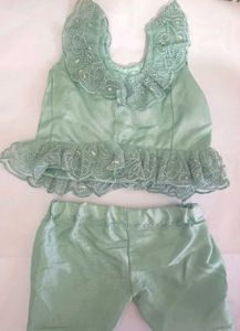 Mint Green Embellished 1year baby dress .and cotto