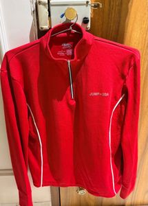Bright Red Quarter Zip gym tshirt