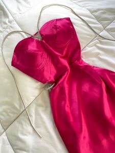 Hot Pink Strapless Cut-Out Mini Dress