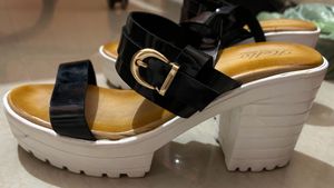 Hello Womens Synthetic Black Heels Sandals 7UK