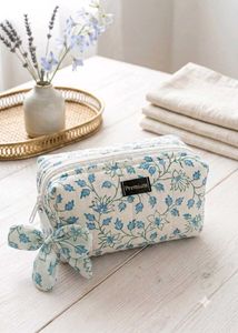 Blue Floral Cosmetic Bag Set