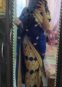 Beautiful Blue Embroidered Saree, LEHENGA SAREE