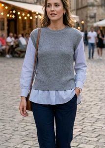 K-drama inspired striped shirt style pullover