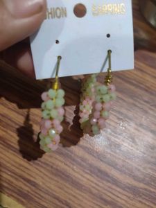 Elegant Leaf Design  and pink earring