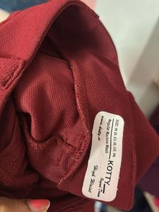 maroon Wide Leg Trousers