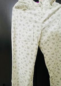 H&amp;M Floral Print High Waist Jeans