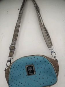 Stylish Blue &amp; Brown Crossbody Bag