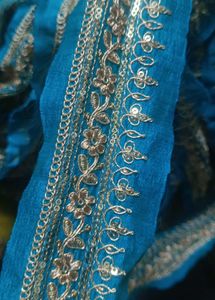 Elegant Blue Embroidered lace