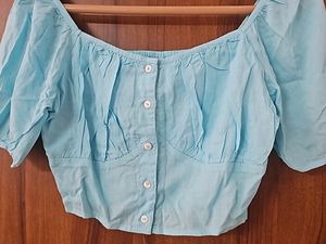 Blue Crop Top For Women