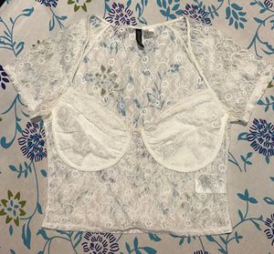 H&M White Lace Crop Top