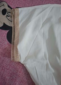 White Summer Dress with Gold Trim