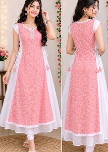 Elegant Pink & White Kurti