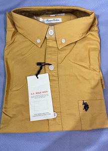 Men's Mustard Yellow Button-Down Shirt newwdtag