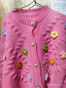 cute korean pink cardigan