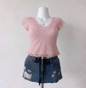 Charming Pink Lace Top
