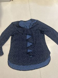Navy Blue Polka Dot Top