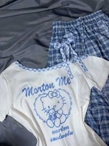 y2k Cute pajama checkered