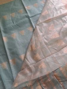 Elegant Grey Saree with Rose Gold Border