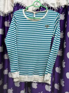 Striped Long Sleeve Top with Bow Detail