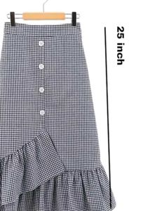 Chic Ruffled Gingham Midi Skirt