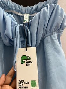 Sky Blue Smocked Tie-Front baby doll top