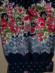 Kids Navy Floral Jumpsuit