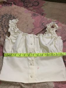 Cream Ruffle Off-Shoulder Blouse