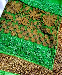 Vibrant Green Embroidered Saree