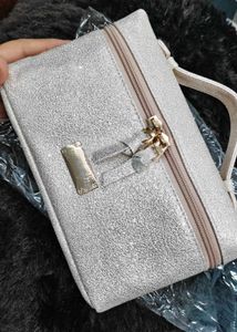 Mac Sparkly Silver Cosmetic Bag