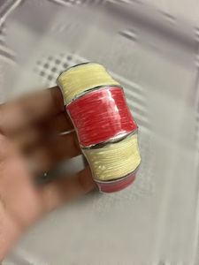 Vibrant Red & Yellow Thread Bangle