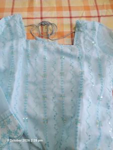 Light Blue Sequined Kurta Set