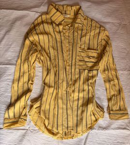 Yellow Striped Button-Up Shirt