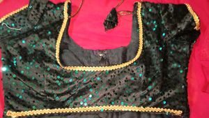 Teal Blue Saree with Embellished Border