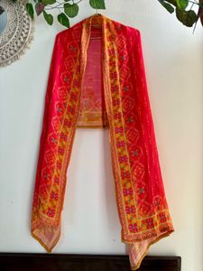 Mustard embroidery suit pant Set with Dupatta