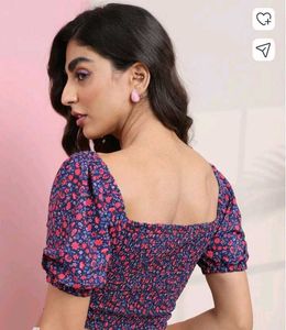 Tokyo talkies Floral Print Puff Sleeve Crop Top