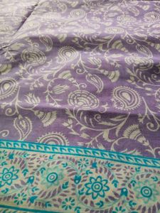 Purple and White Printed Cotton Saree💜🤍