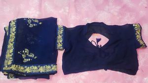 Embroidered Blue Saree
