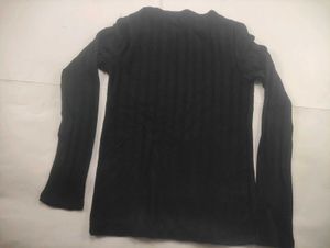 Classic Black Ribbed Long Sleeve Top