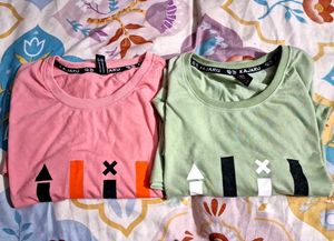 Men's set of 2 Graphic T-Shirts Pink &amp; Green