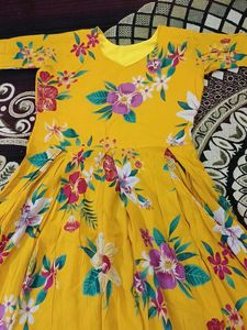 Long Floral Frock With Full Sleeves
