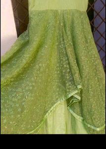bust 38 Elegant Green Embroidered Gown