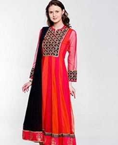 Vibrant Pink & Orange Anarkali Suit