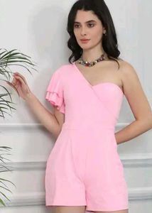 Shein One Shoulder Flutter Sleeve Panelled Playsui