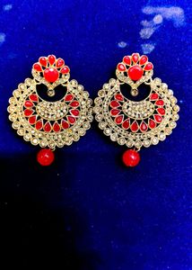Exquisite Red Stone Jhumka Earrings