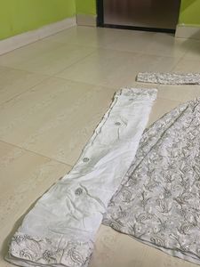 White Full Handwork Gown Wid Chiffon Dupatta